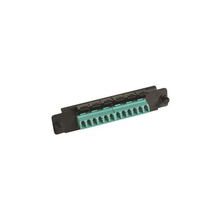 Commscope LAZRSPEED LC 12 FIBER, GANGED AQUA ADAPTER, BLACK PANEL SGL PK PNLBK012MFALC12